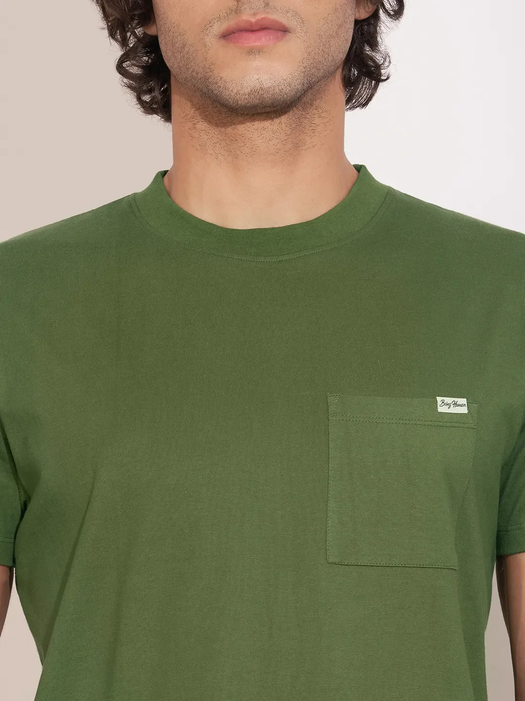 Green Easy Fit Round Neck Men's T-Shirt by Being Human Clothing - Image 5