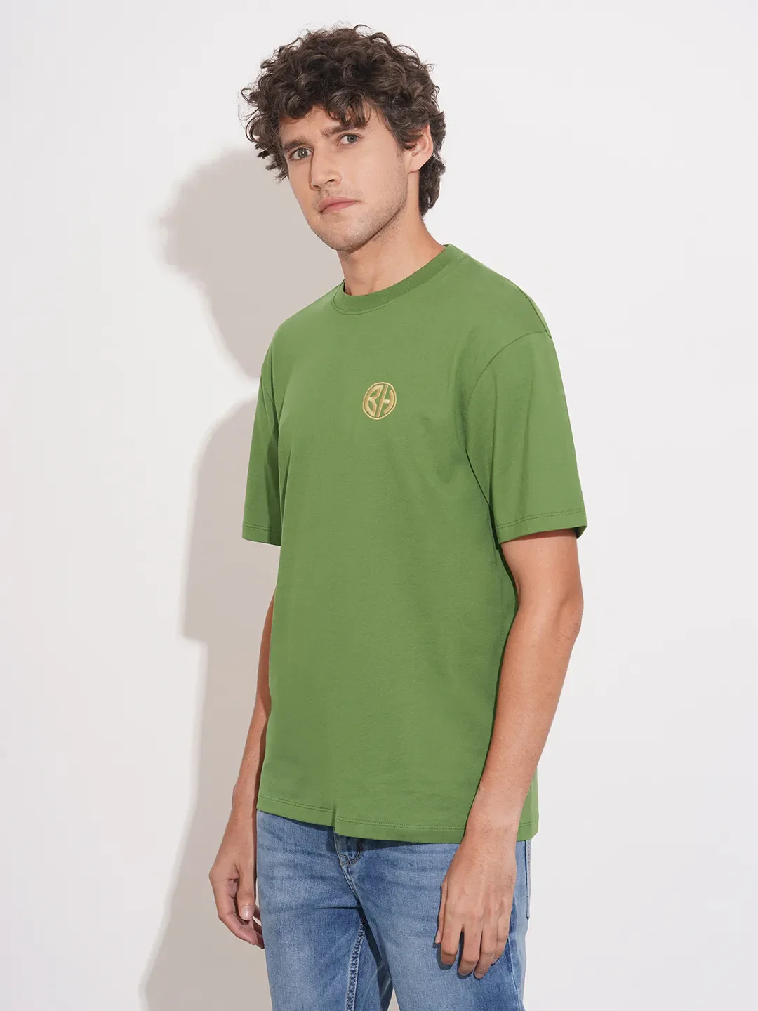 Green Easy Fit Round Neck Men's T-Shirt by Being Human Clothing - Image 2