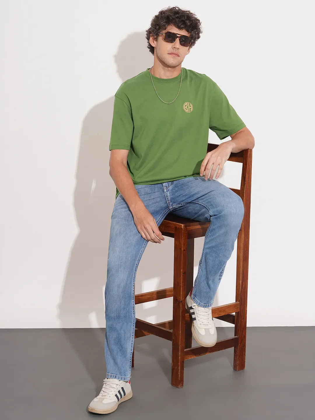 Green Easy Fit Round Neck Men's T-Shirt by Being Human Clothing - Image 4