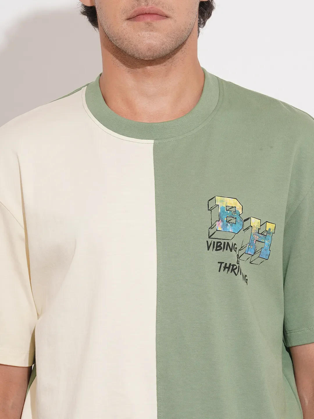 Green Easy Fit Round Neck Men's T-Shirt by Being Human Clothing - Image 5
