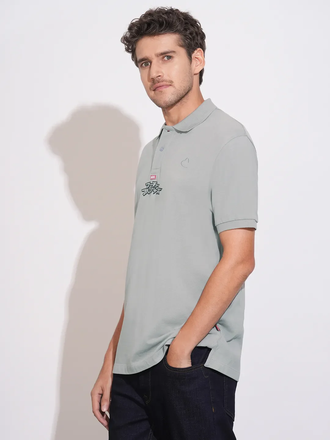 Grey Easy Fit Men's Polo T-Shirt by Being Human Clothing - Image 2