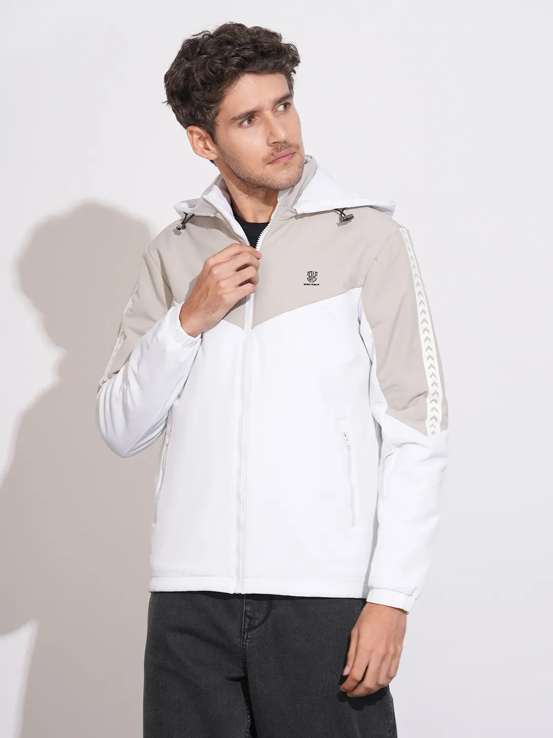 Grey Regular Fit Long Sleeves Polyester Men's Jacket by Being Human Clothing