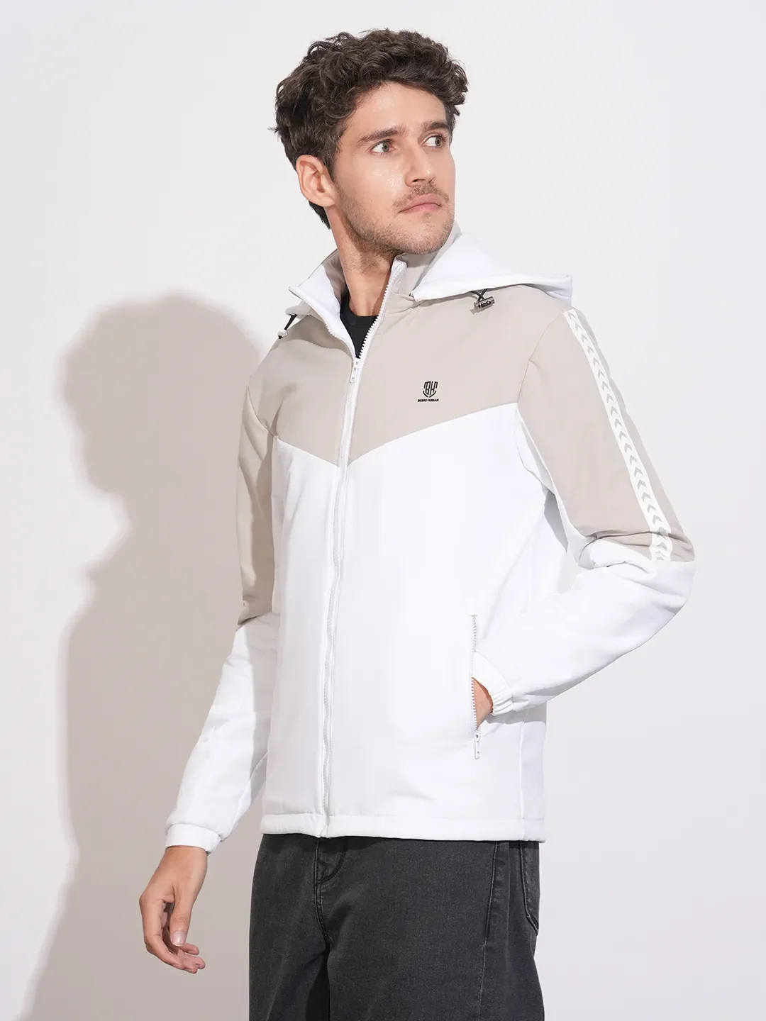 Grey Regular Fit Long Sleeves Polyester Men's Jacket by Being Human Clothing - Image 2