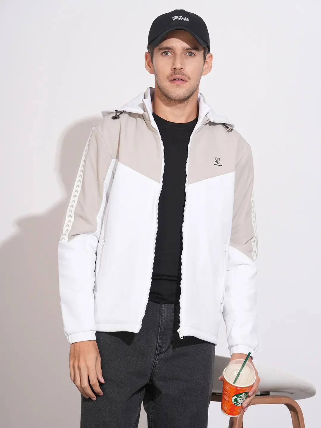 Grey Regular Fit Long Sleeves Polyester Men's Jacket by Being Human Clothing - Image 6