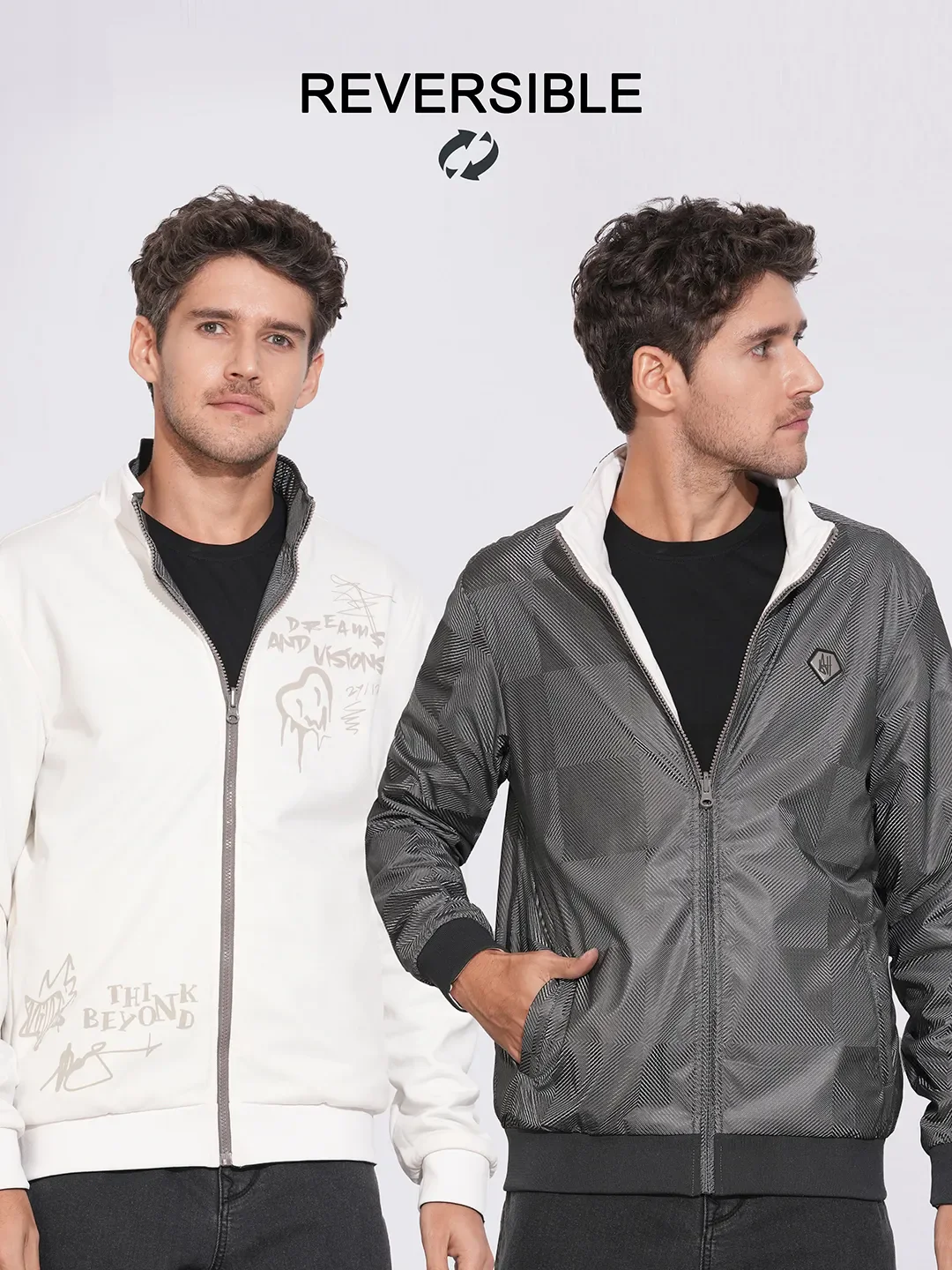 Grey Regular Fit Long Sleeves Polyester Men's Jacket by Being Human Clothing - Image 10