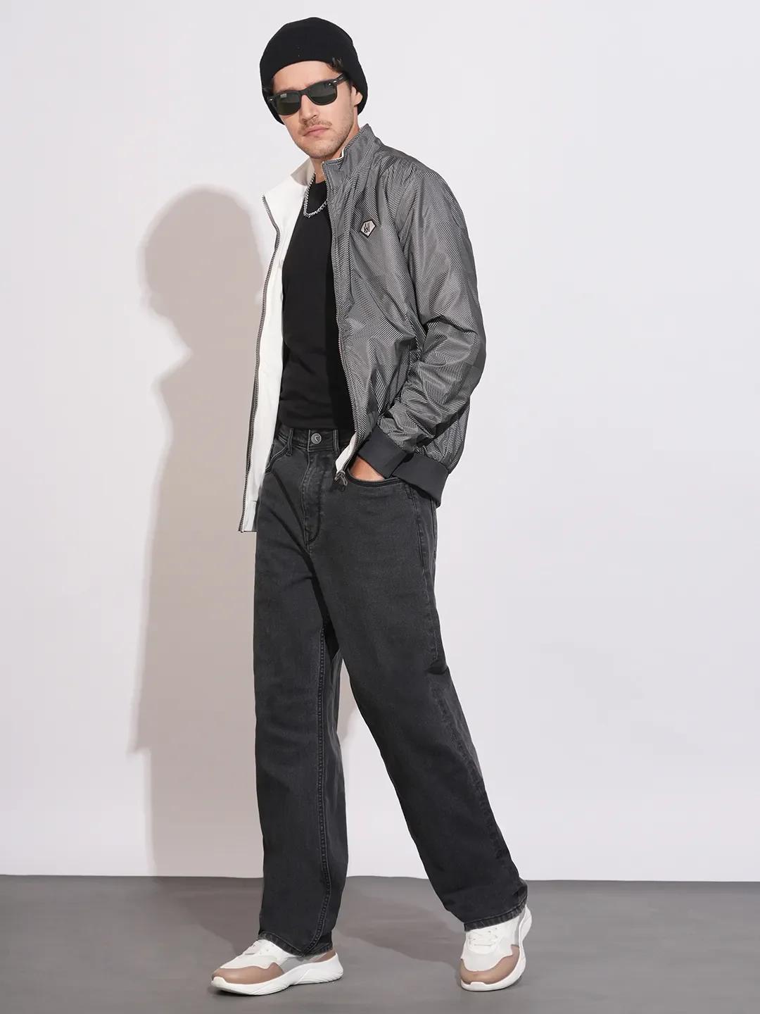Grey Regular Fit Long Sleeves Polyester Men's Jacket by Being Human Clothing - Image 4