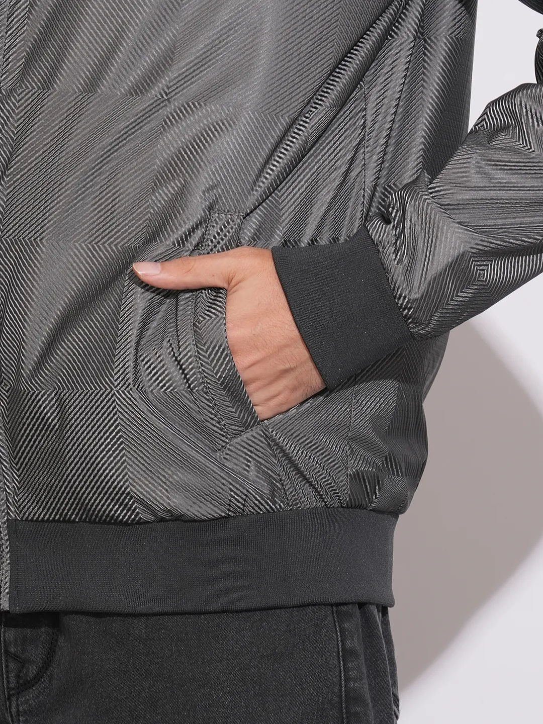 Grey Regular Fit Long Sleeves Polyester Men's Jacket by Being Human Clothing - Image 9