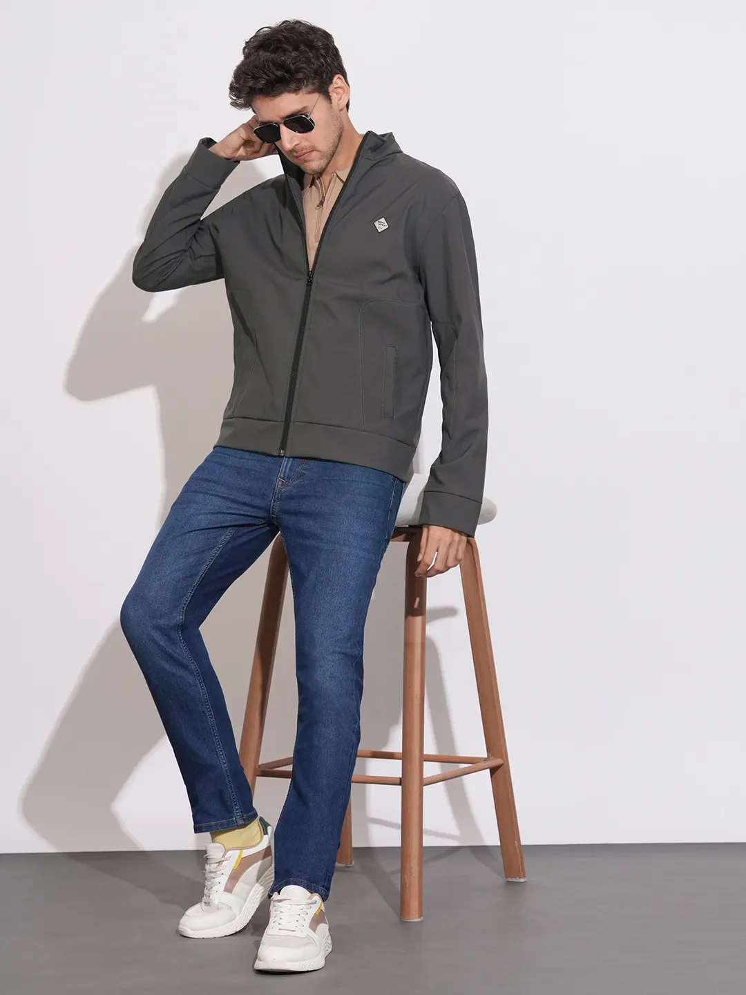 Grey Regular Fit Long Sleeves Polyester Men's Jacket by Being Human Clothing - Image 4
