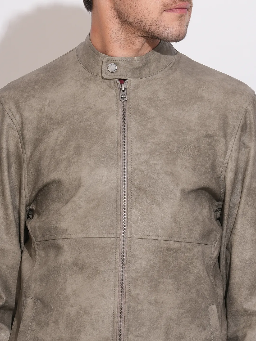 Grey Regular Fit Long Sleeves Polyester Men's Jacket by Being Human Clothing - Image 5