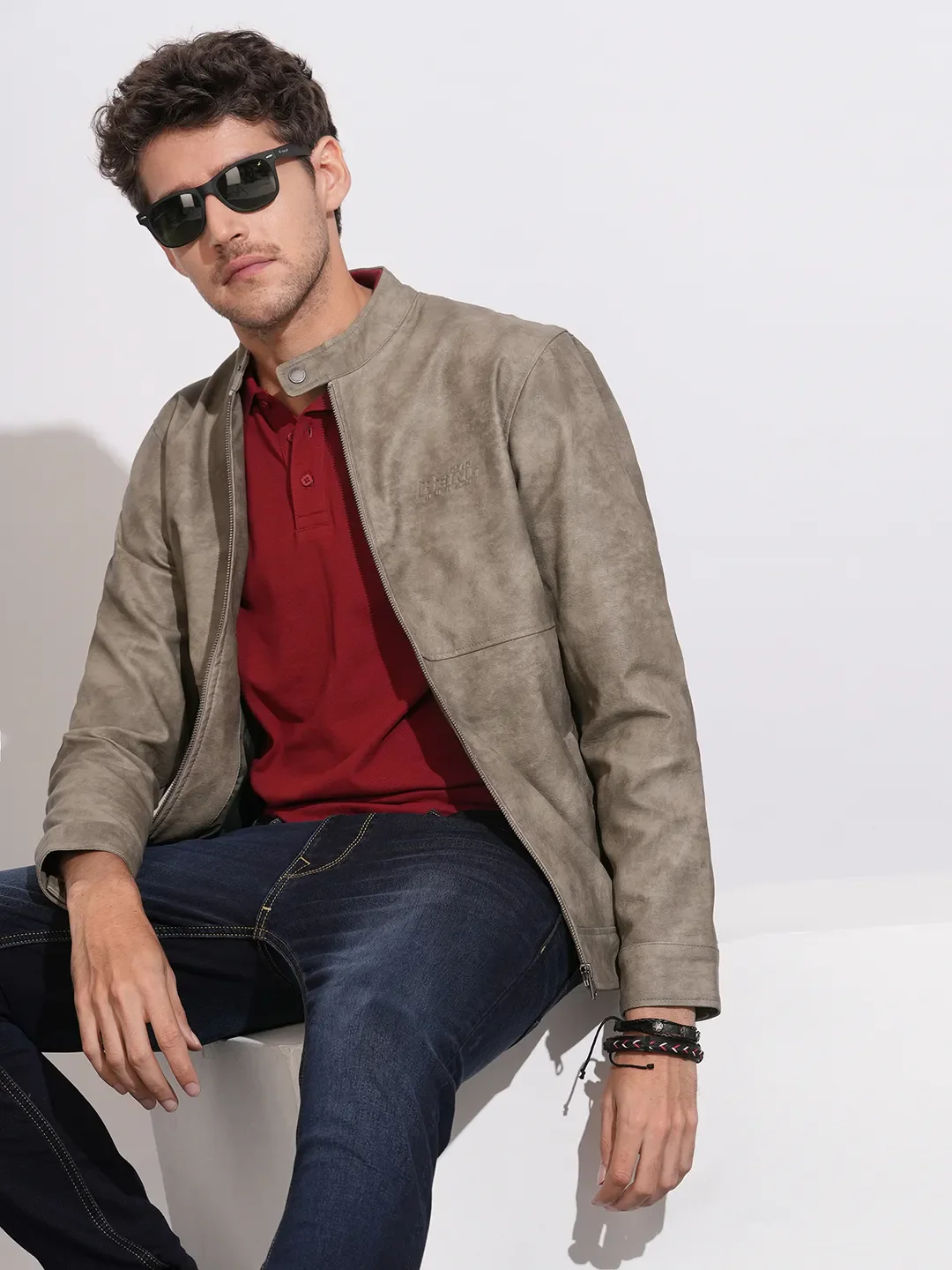 Grey Regular Fit Long Sleeves Polyester Men's Jacket by Being Human Clothing - Image 6