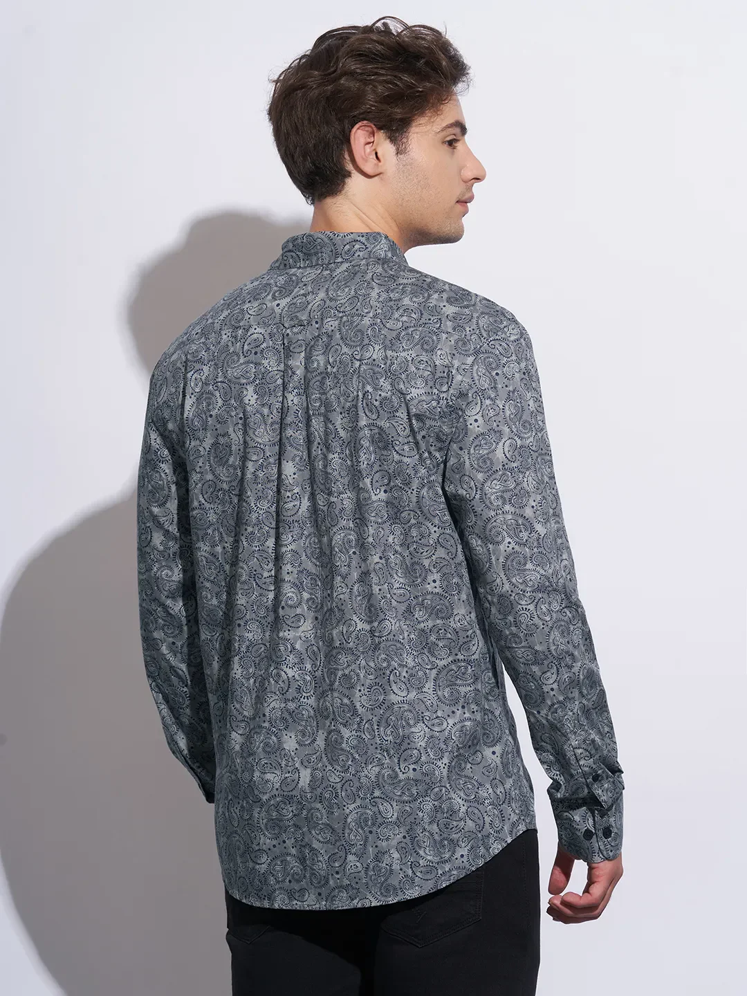 Grey Moderno Fit Regular Collar Long Sleeves Cotton Men's Shirt by Being Human Clothing - Image 3