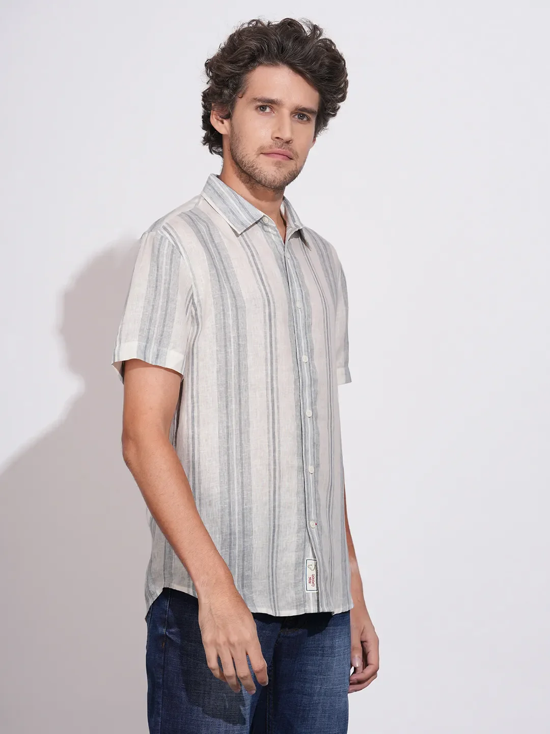 Grey Regular Fit Regular Collar Men's Shirt by Being Human Clothing - Image 2