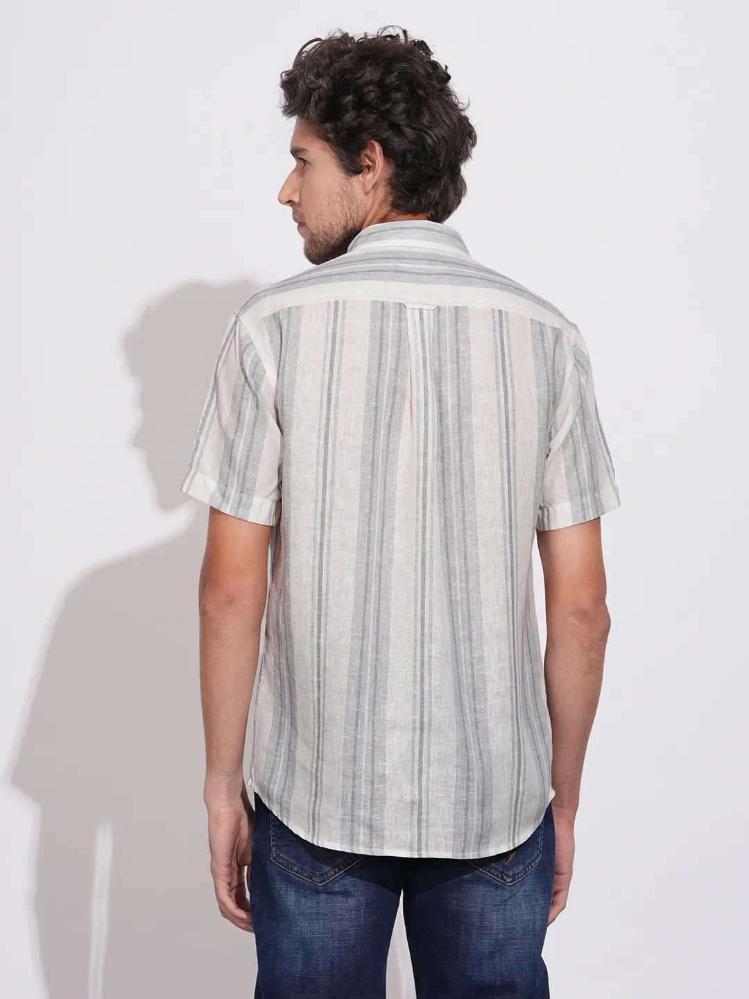 Grey Regular Fit Regular Collar Men's Shirt by Being Human Clothing - Image 3