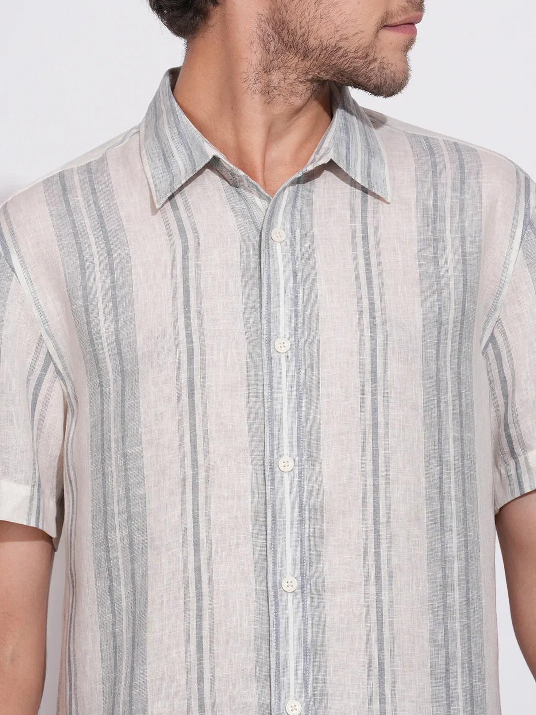 Grey Regular Fit Regular Collar Men's Shirt by Being Human Clothing - Image 5