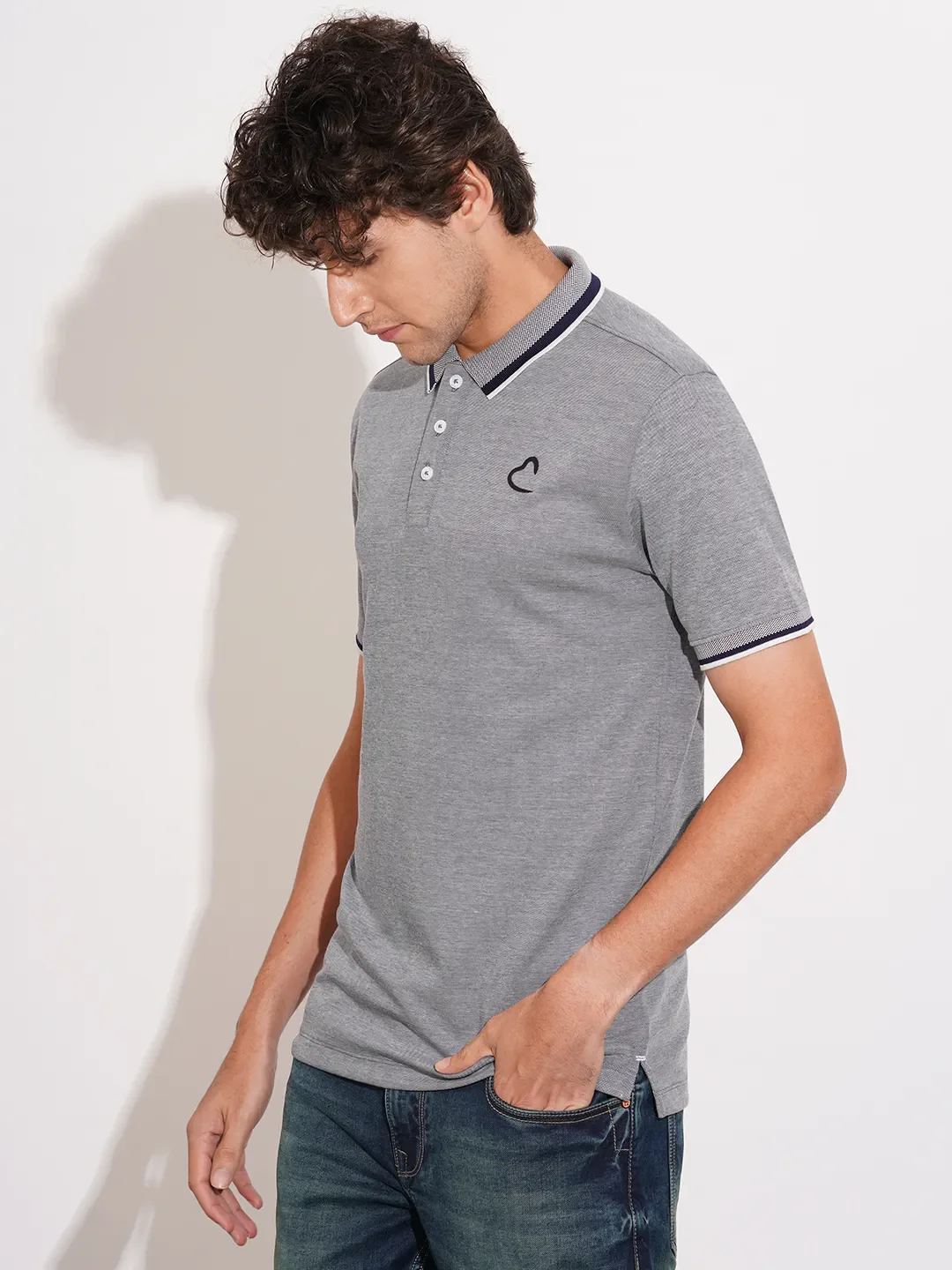 Blue Regular Fit Men's Polo T-Shirt by Being Human Clothing - Image 2