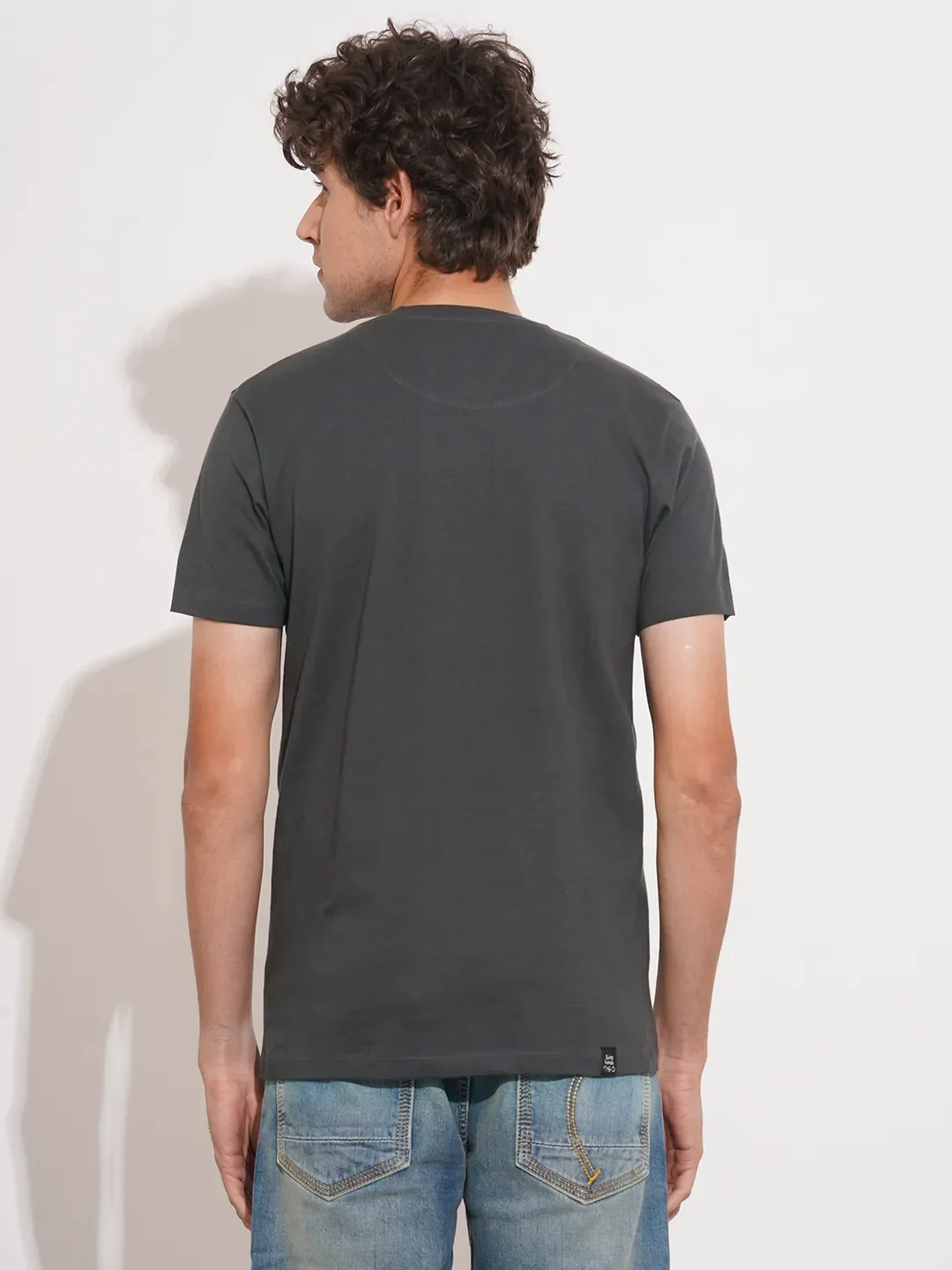 Grey Moderno Fit Round Neck Men's T-Shirt by Being Human Clothing - Image 3