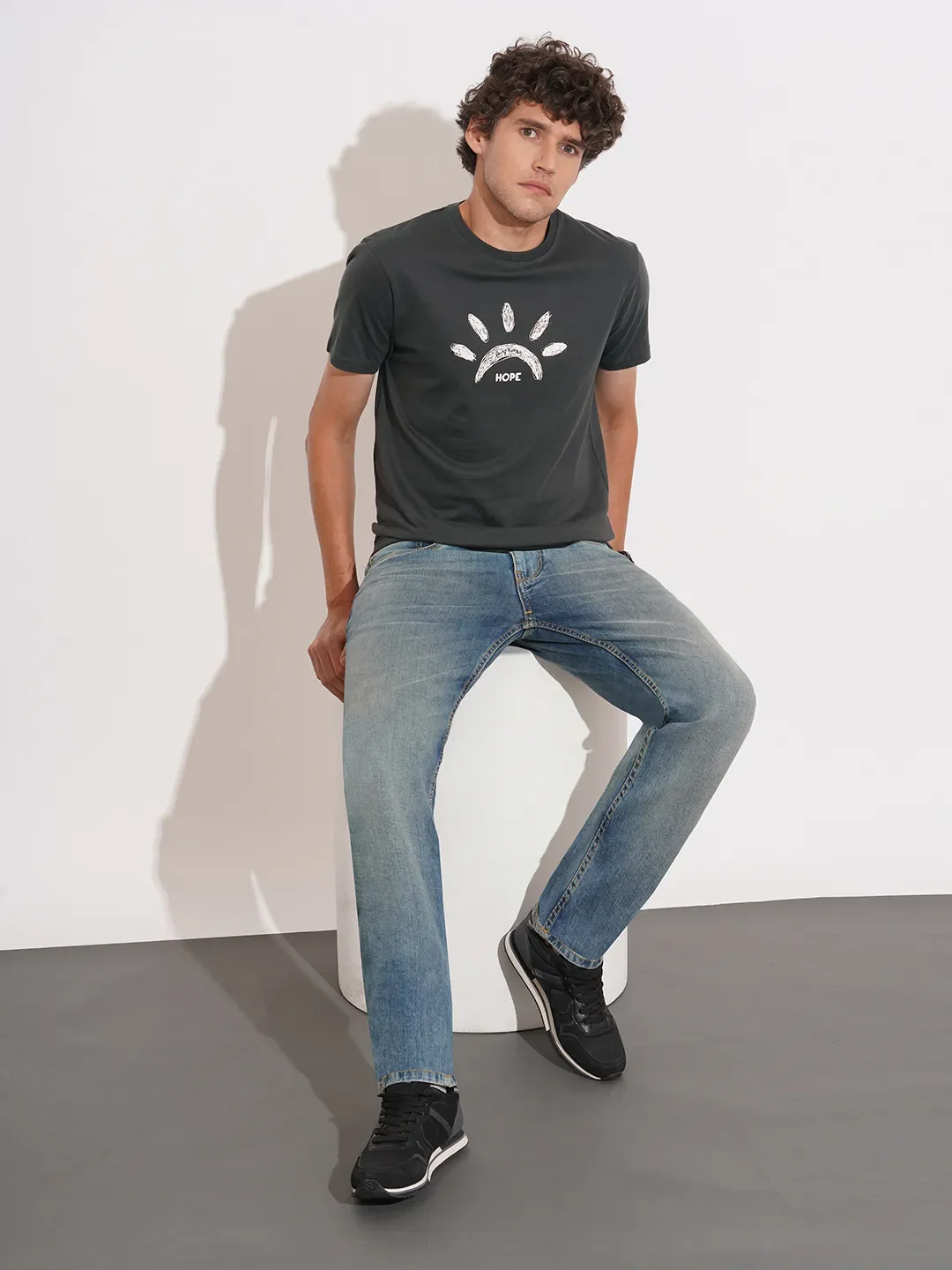 Grey Moderno Fit Round Neck Men's T-Shirt by Being Human Clothing - Image 4