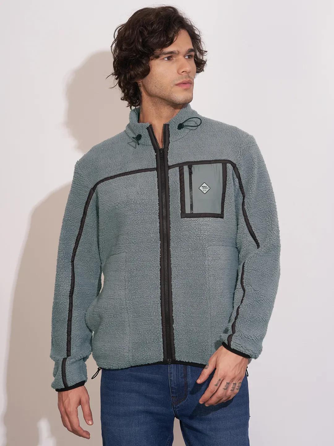 Grey Regular Fit Round Neck Men's Sweatshirt by Being Human Clothing
