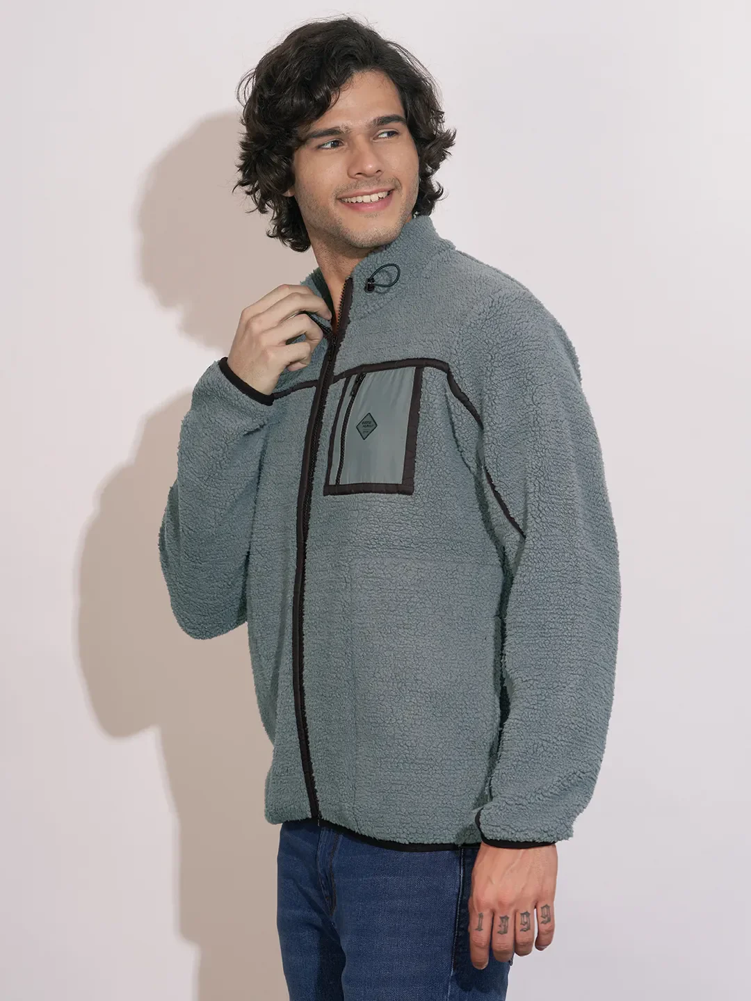 Grey Regular Fit Round Neck Men's Sweatshirt by Being Human Clothing - Image 2