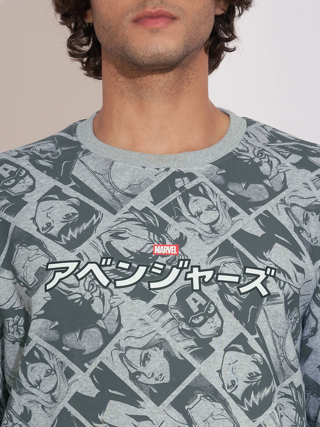 Marvel Grey Round Neck Men's Sweatshirt by Being Human Clothing - Image 5