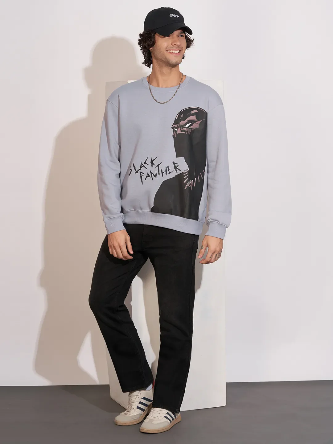 Grey Easy Fit Round Neck Men's Sweatshirt by Being Human Clothing - Image 4