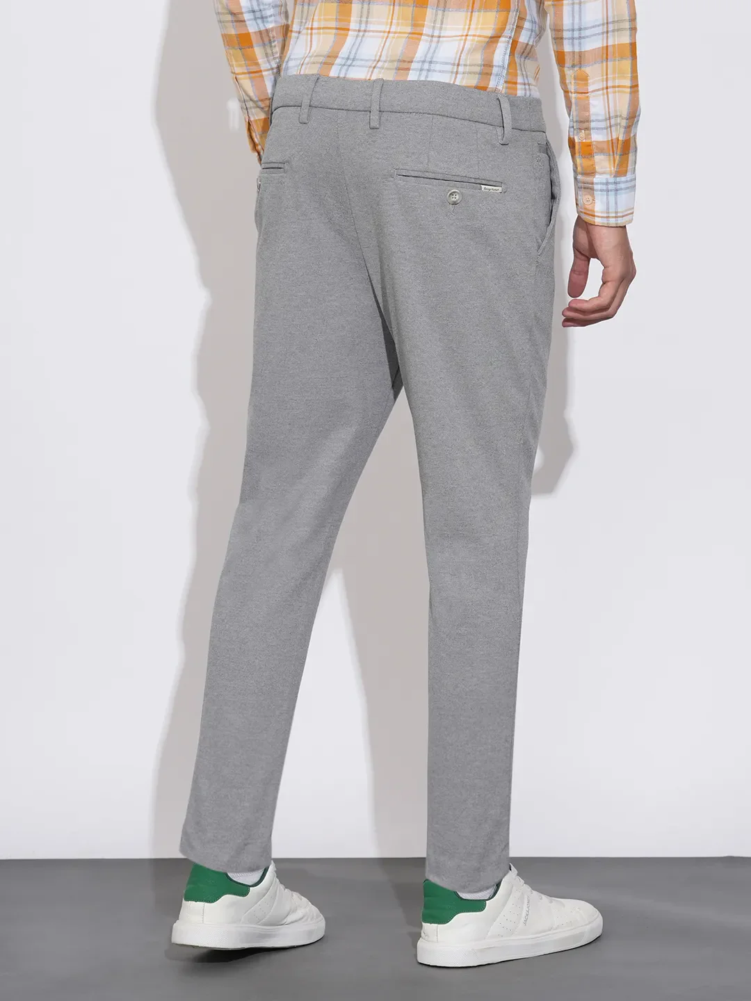 Grey Slim Fit Chinos For Men By Being Human Clothing - Image 3
