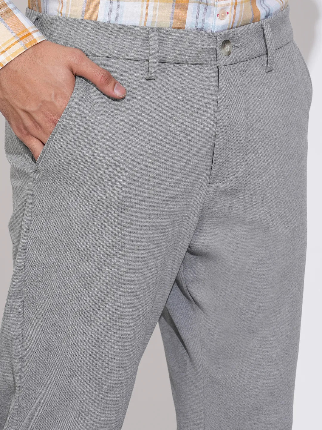 Grey Slim Fit Chinos For Men By Being Human Clothing - Image 5