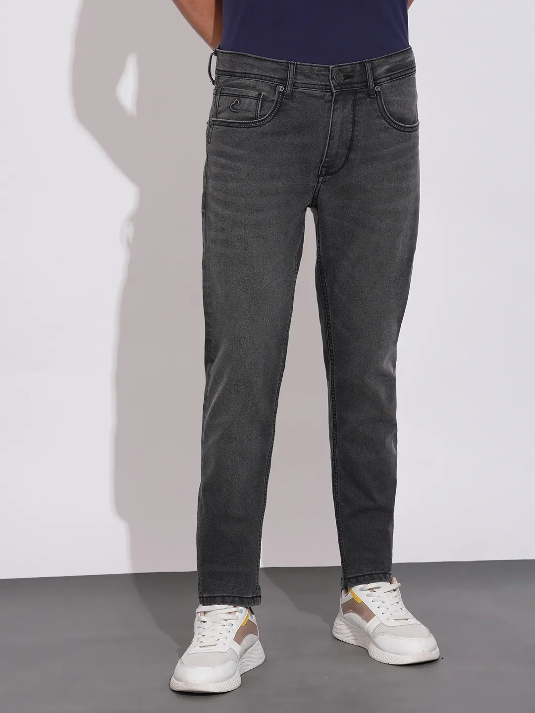Grey Slim Fit Denims For Men By Being Human Clothing