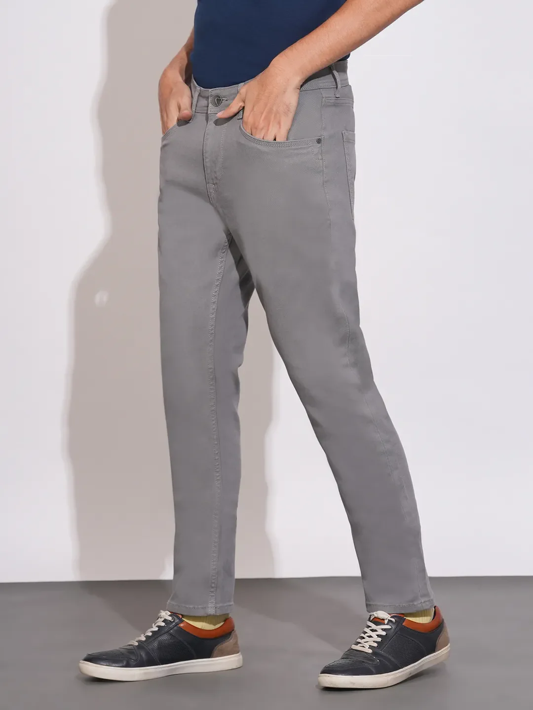 Grey Slim Fit Denims For Men By Being Human Clothing - Image 2