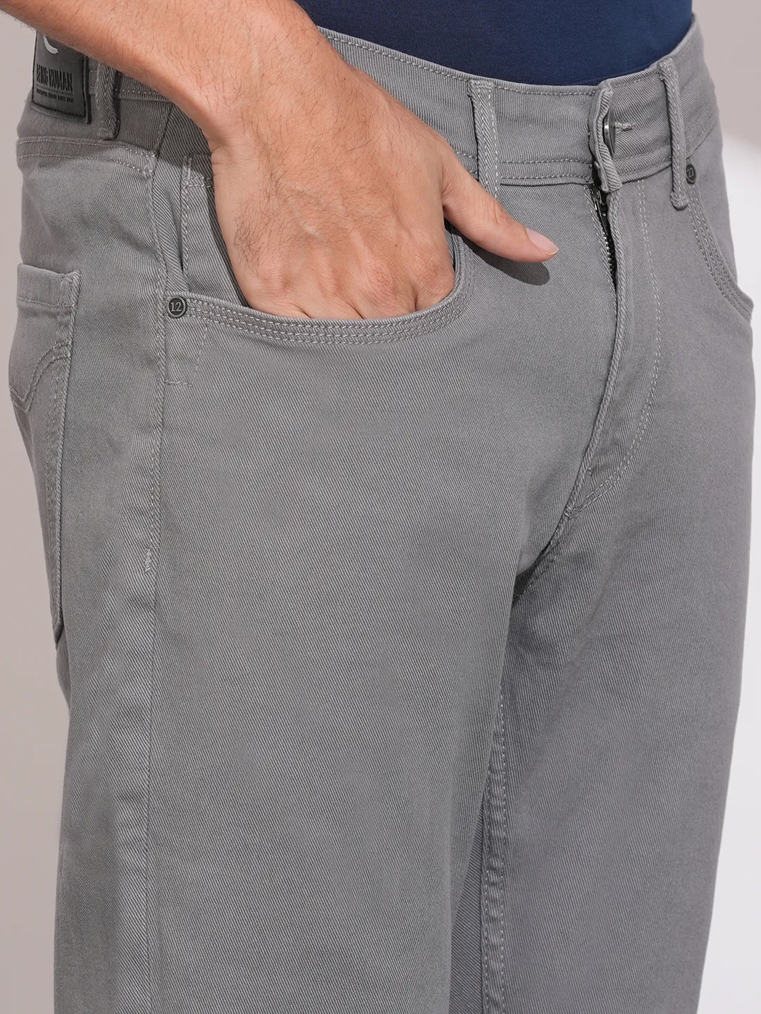 Grey Slim Fit Denims For Men By Being Human Clothing - Image 5