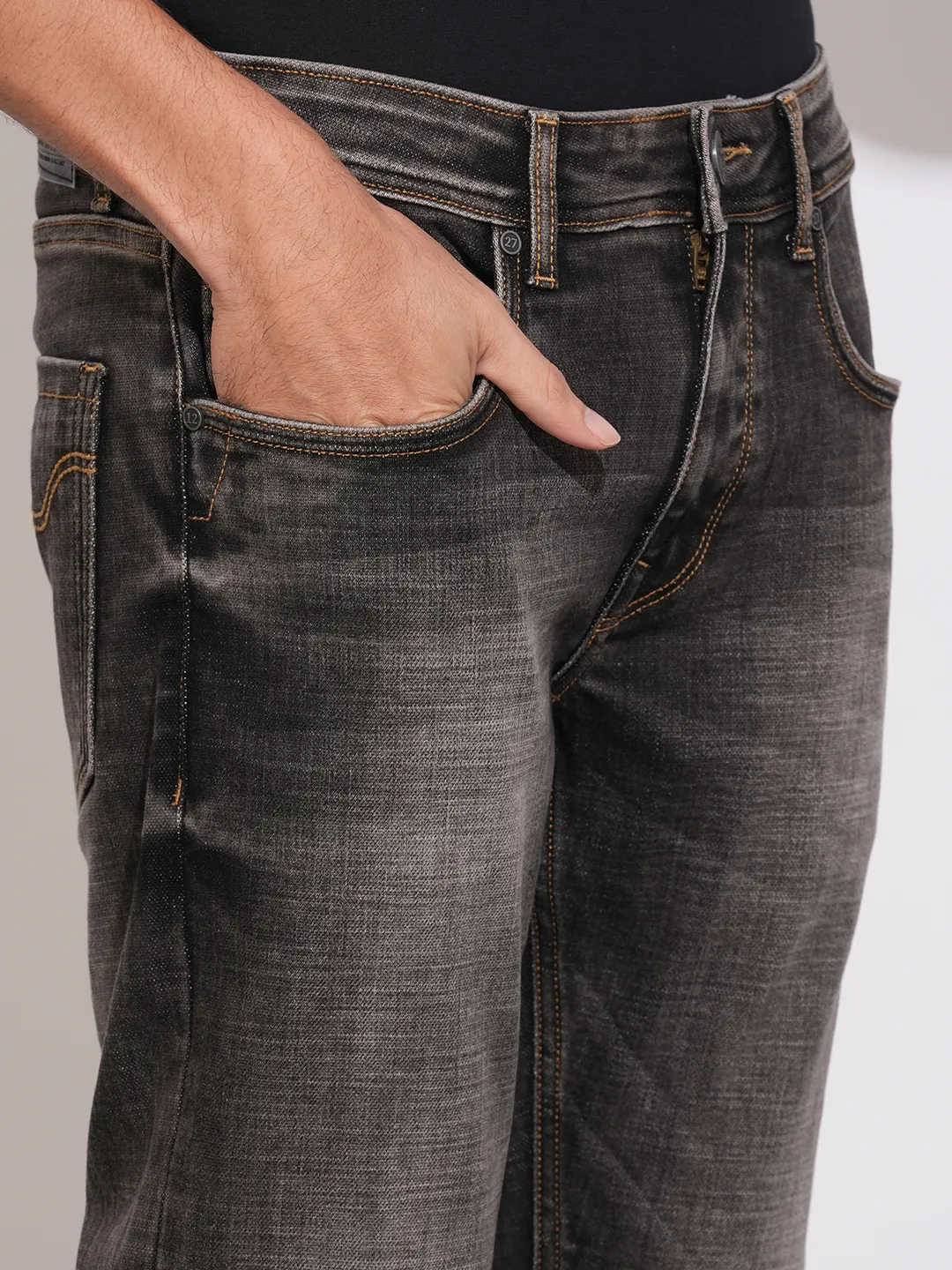 Grey Slim Fit Denims For Men By Being Human Clothing - Image 5