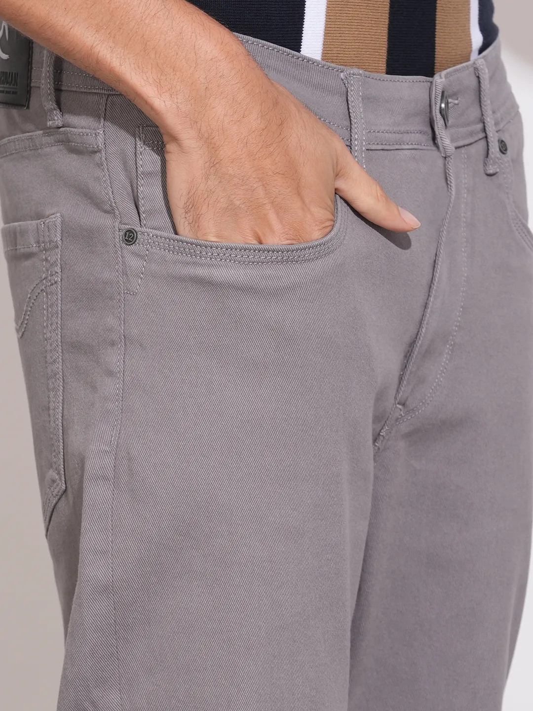 Grey Straight Fit Cotton Blend Men's Denims by Being Human Clothing - Image 5