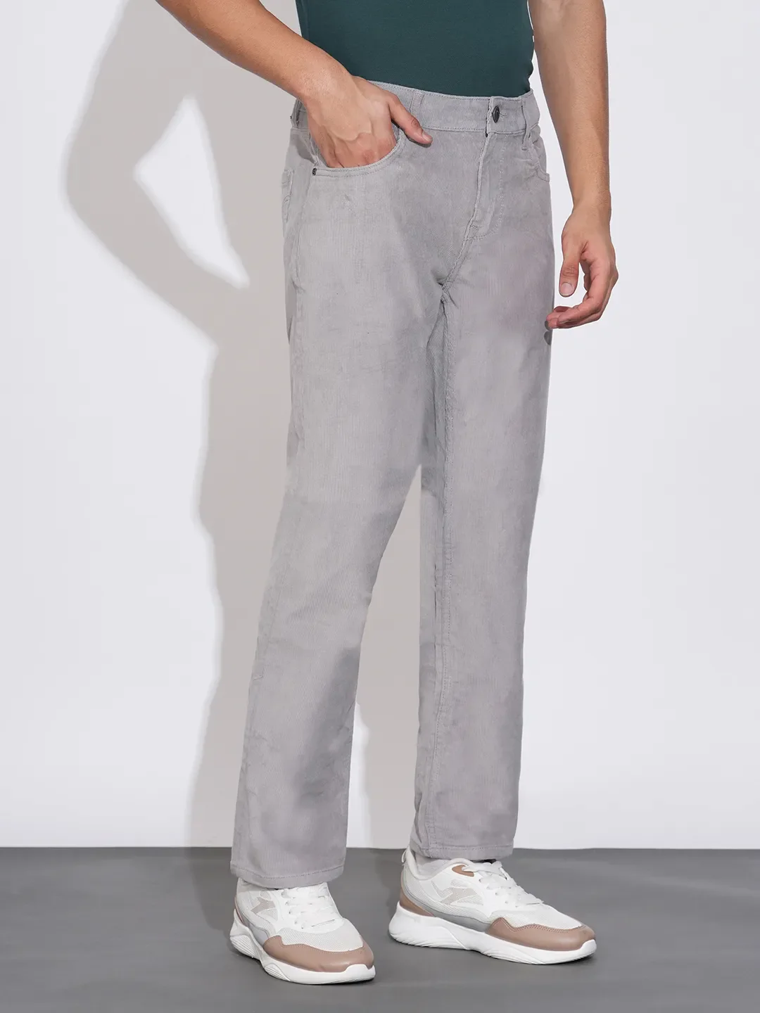 Grey Straight Fit Denims For Men By Being Human Clothing - Image 2