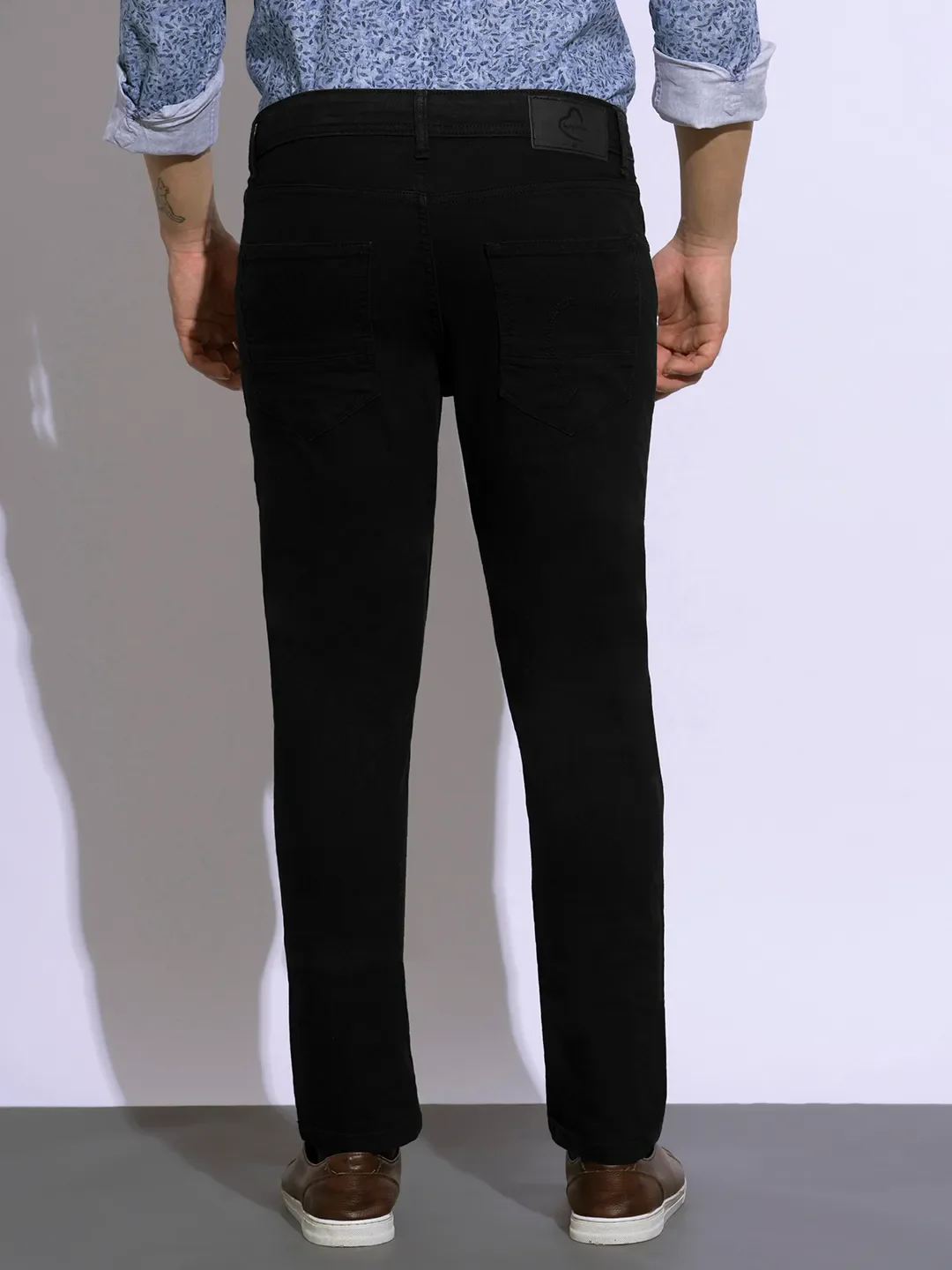 Black Slim Fit Cotton Blend Men's Denims by Being Human Clothing - Image 3