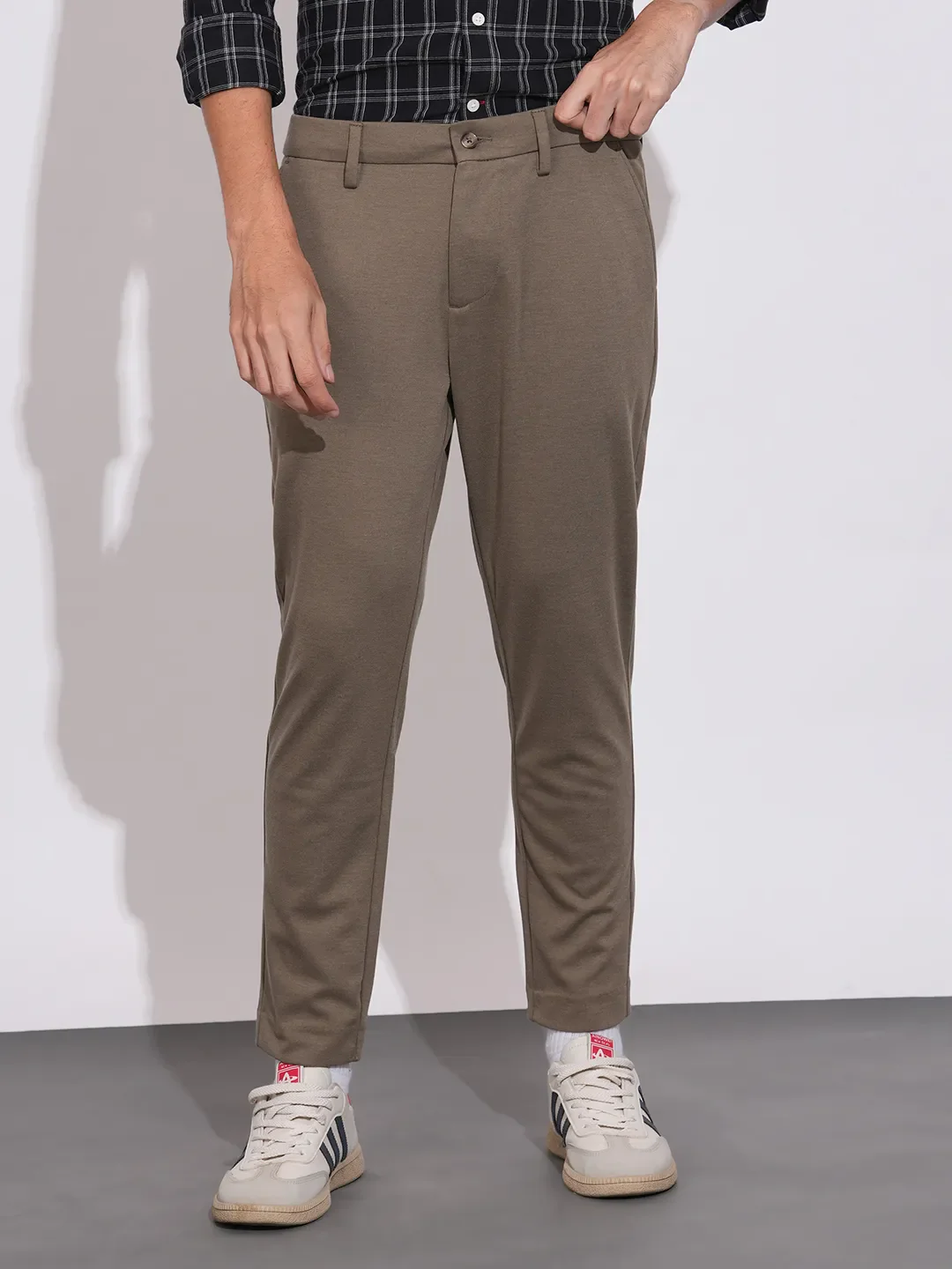 Khaki Slim Fit Chinos For Men By Being Human Clothing