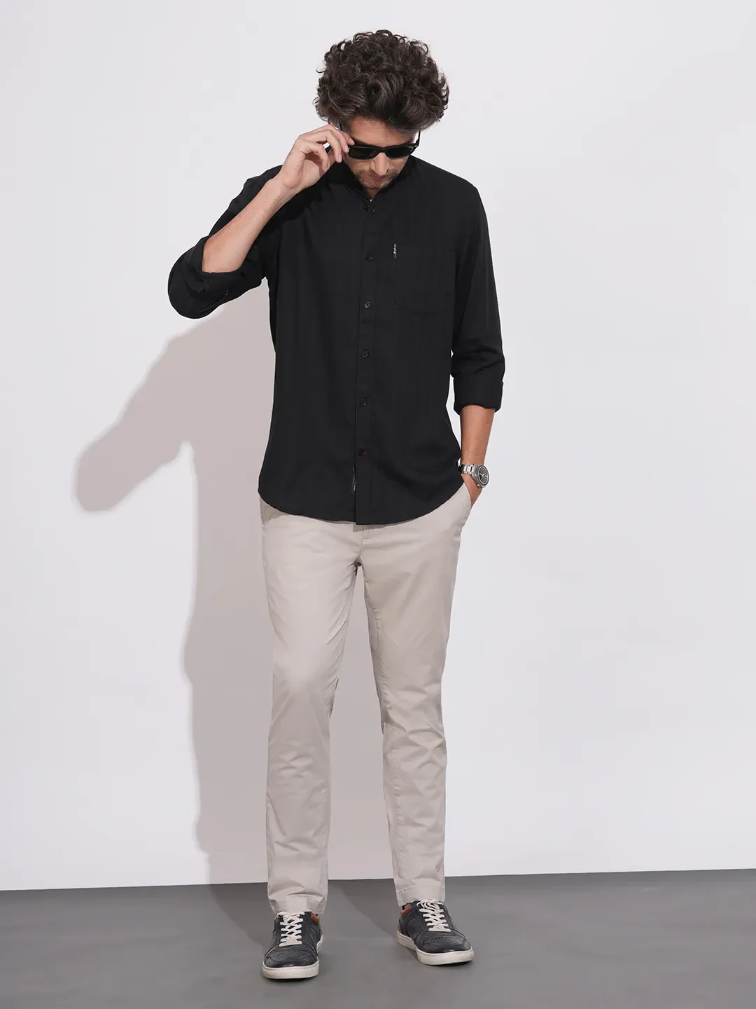 Grey Slim Fit Cotton Blend Men's Chinos by Being Human Clothing - Image 4