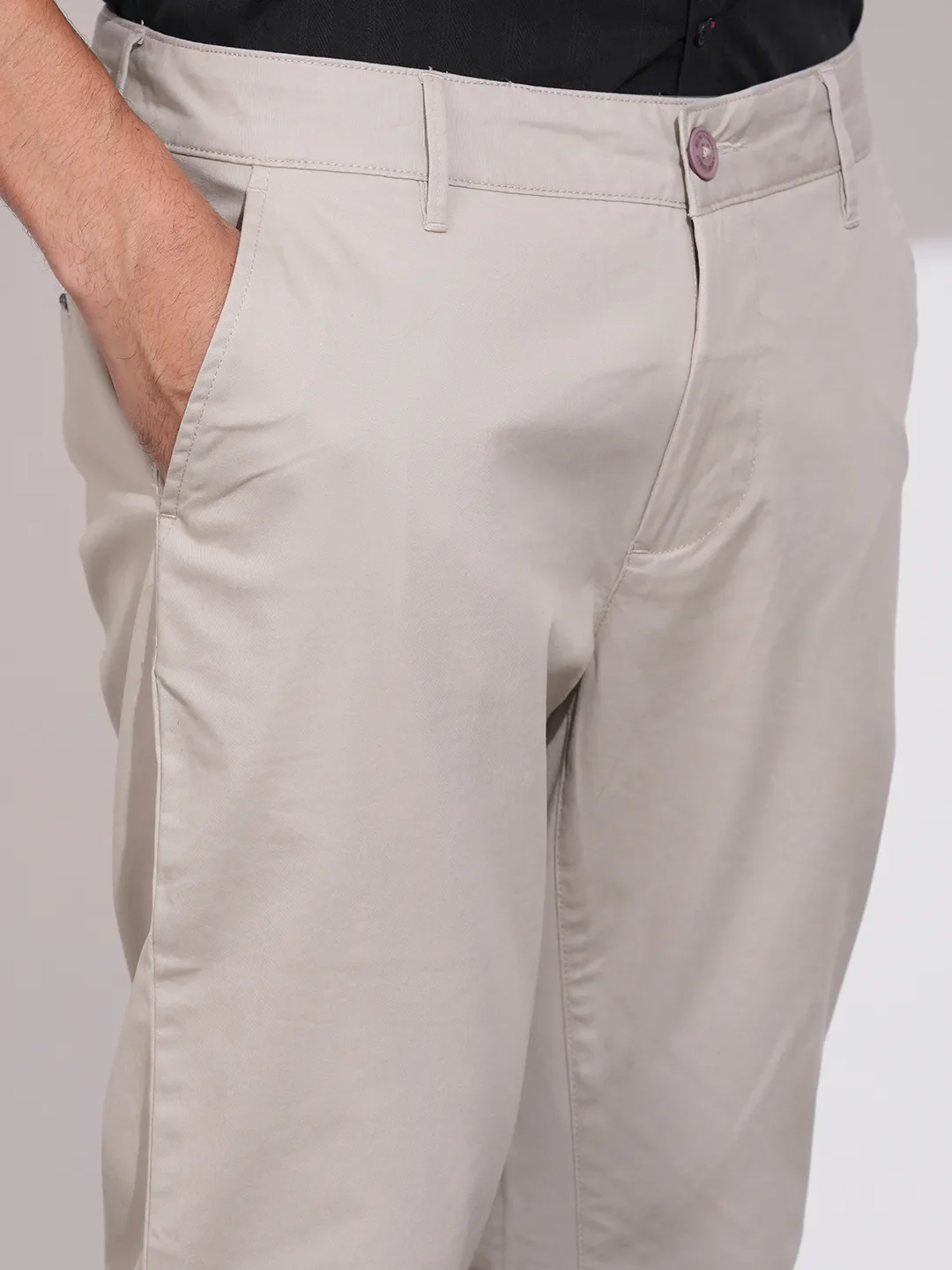 Grey Slim Fit Cotton Blend Men's Chinos by Being Human Clothing - Image 5