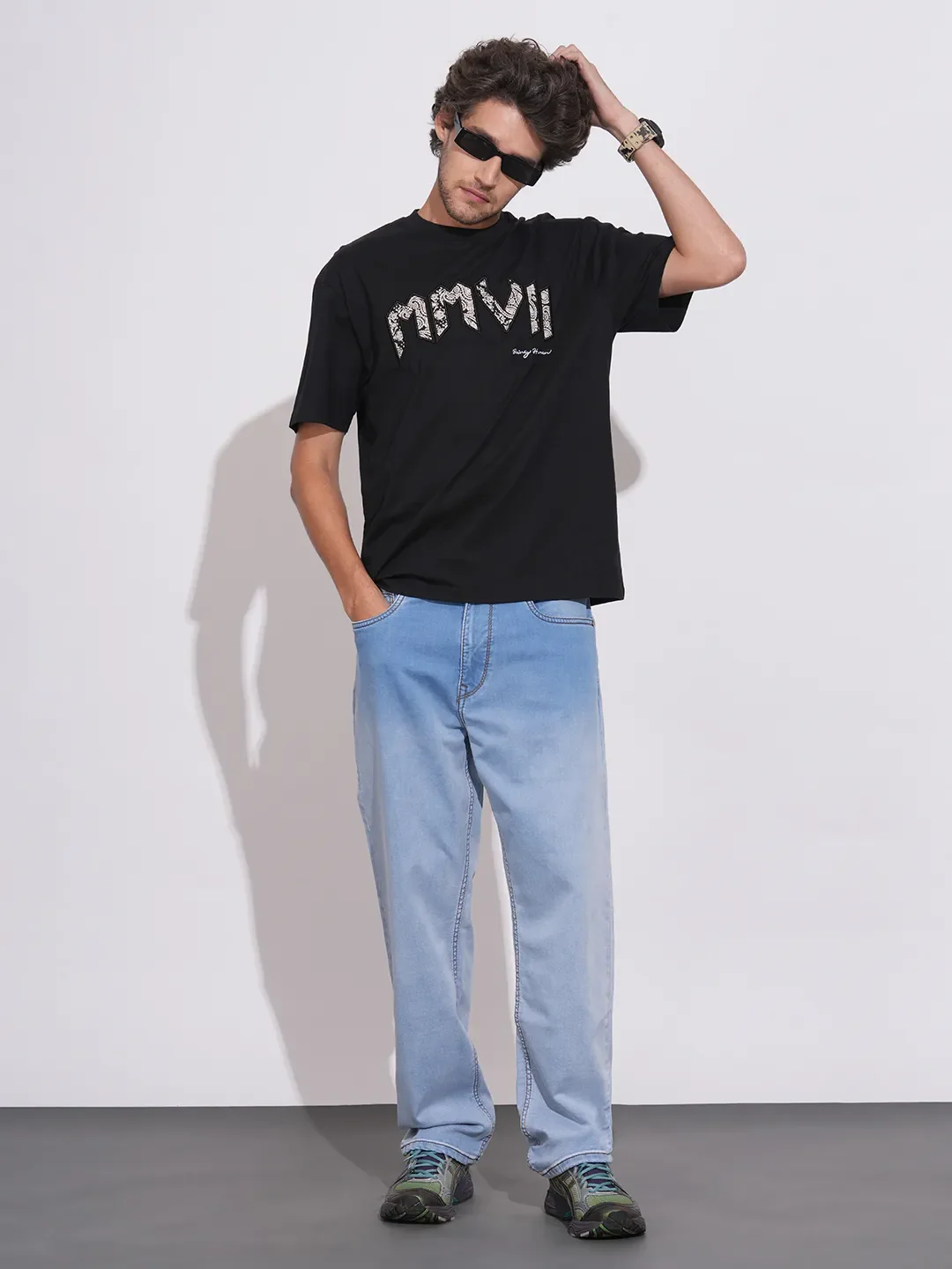 Light Blue Skinny Fit Denims For Men By Being Human Clothing - Image 4