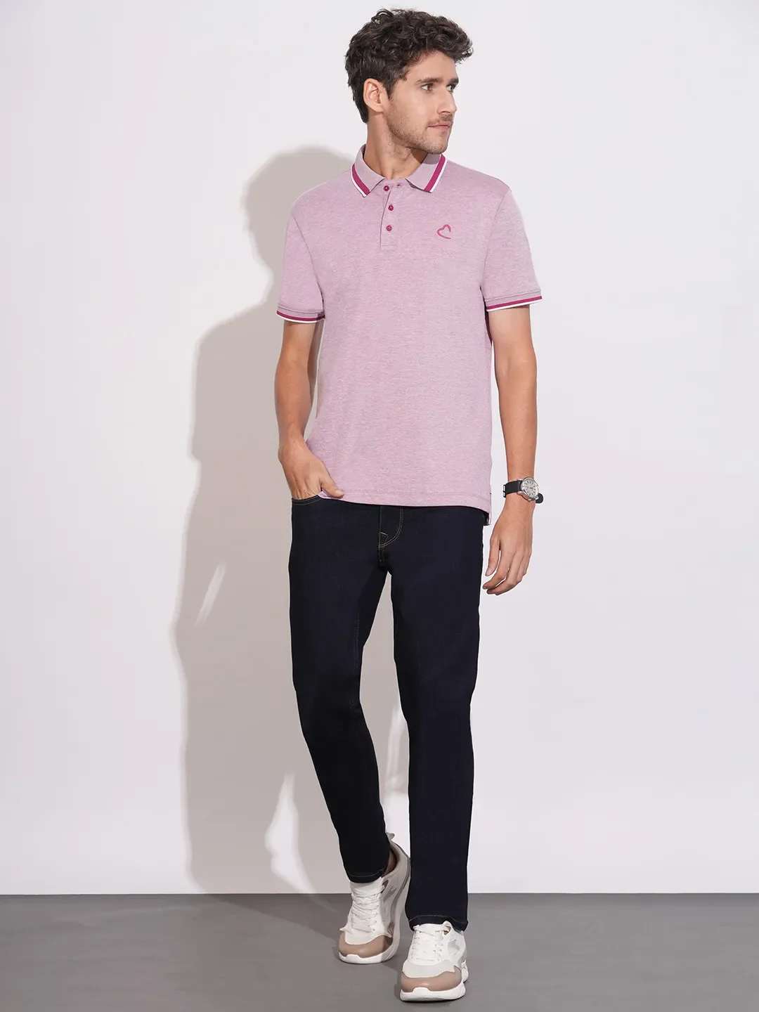 Maroon Regular Fit Men's Polo T-Shirt by Being Human Clothing - Image 4
