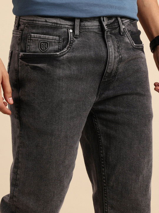 Carbon Black Straight Fit Denims for Men by Being Human Clothing - Image 3