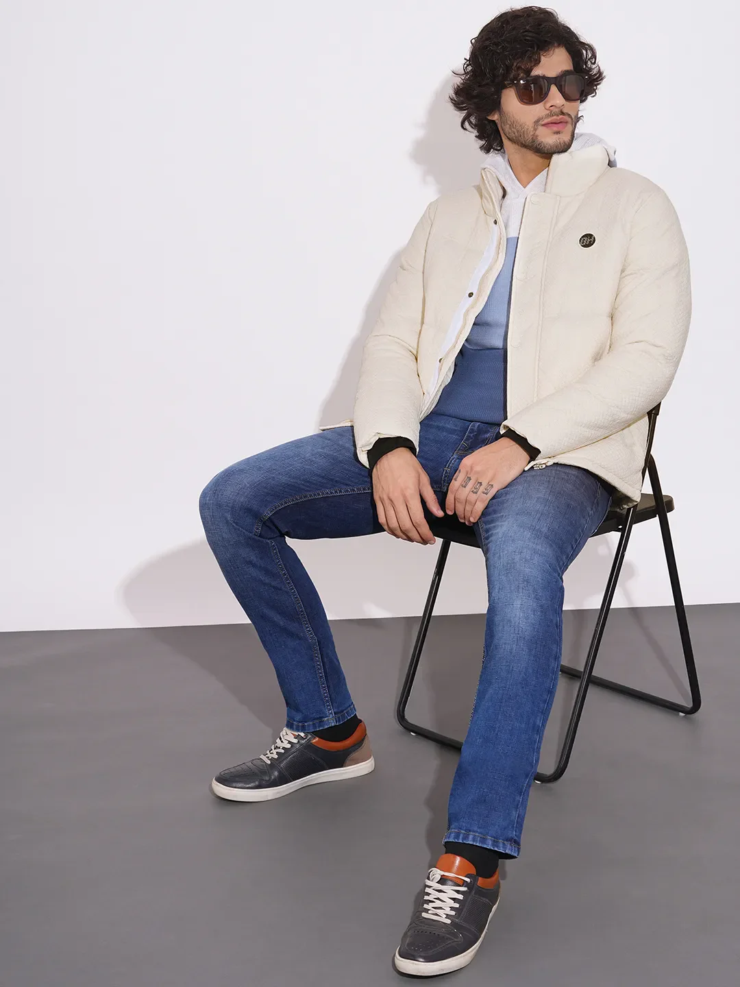 Beige Regular Fit Men's Jacket by Being Human Clothing - Image 4