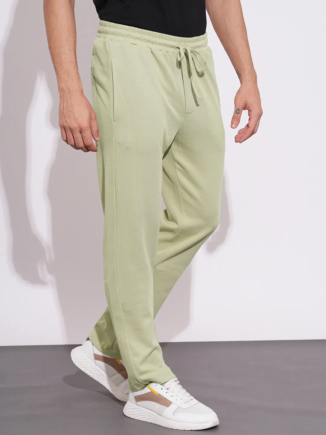 Beige Regular Fit Track Pants For Men By Being Human Clothing - Image 2