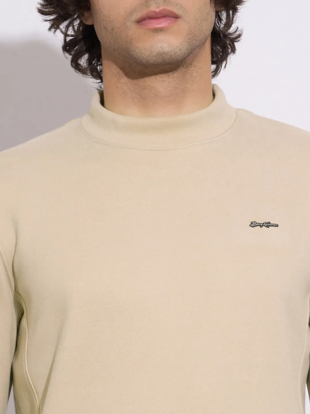 Beige Regular Fit Round Neck Long Sleeves Men's Sweatshirt by Being Human Clothing - Image 5