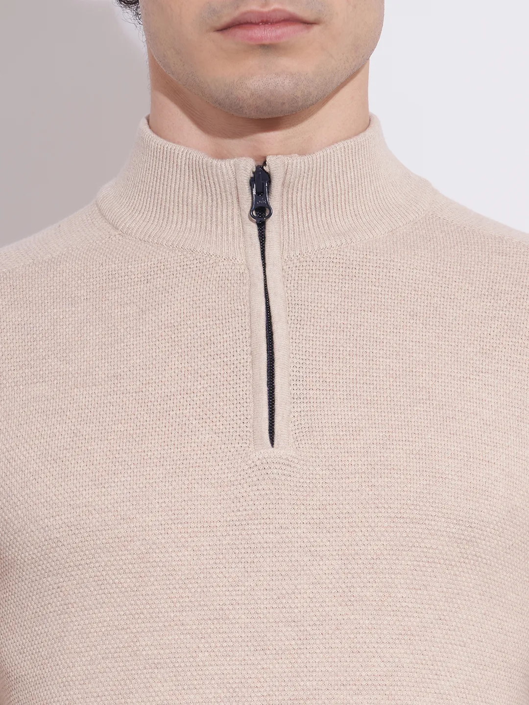 Beige Regular Fit Round Neck Men's Sweatshirt by Being Human Clothing - Image 5