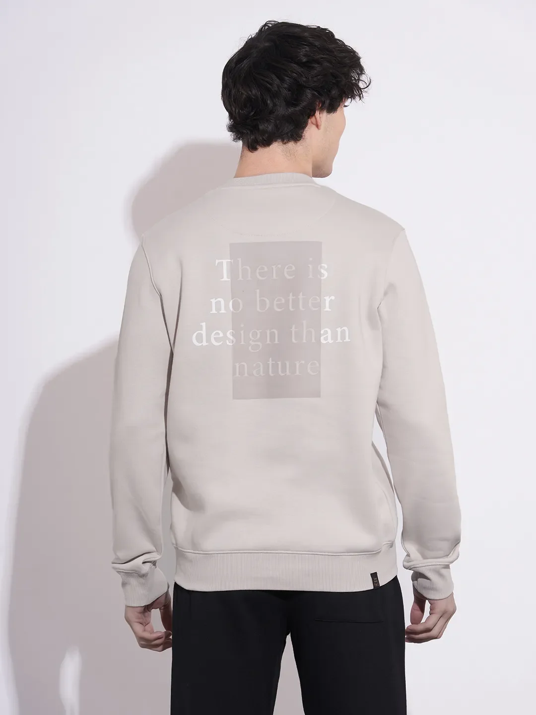 Grey Regular Fit Round Neck Long Sleeves Cotton Blend Men's Sweatshirt by Being Human Clothing - Image 3