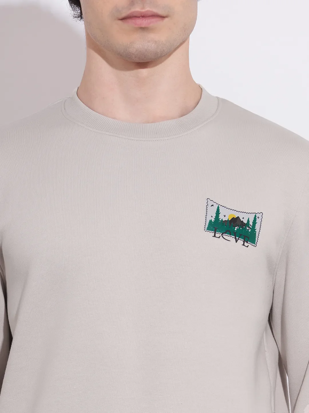 Grey Regular Fit Round Neck Long Sleeves Cotton Blend Men's Sweatshirt by Being Human Clothing - Image 5