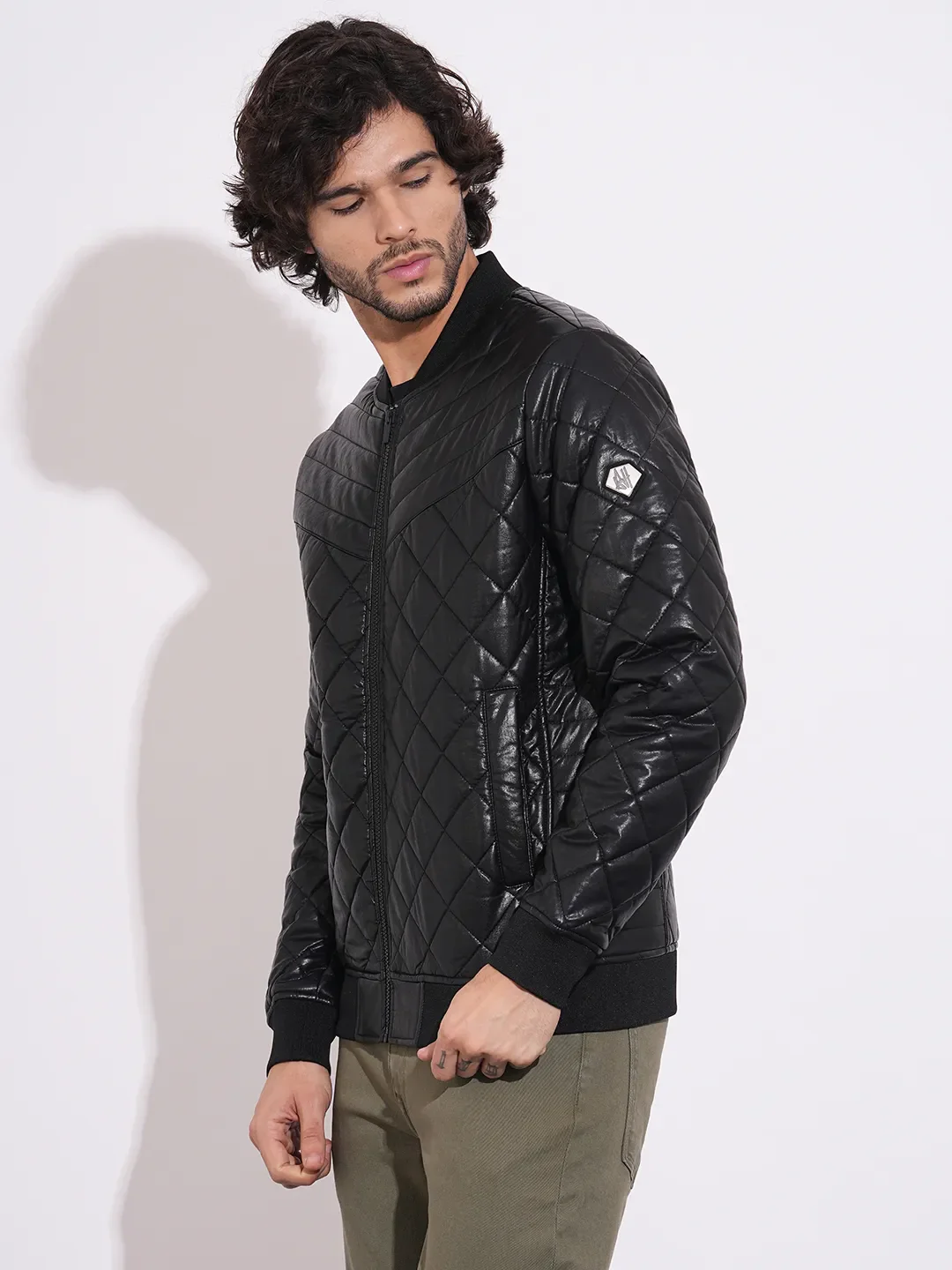 Black Regular Fit Men's Jacket by Being Human Clothing - Image 2