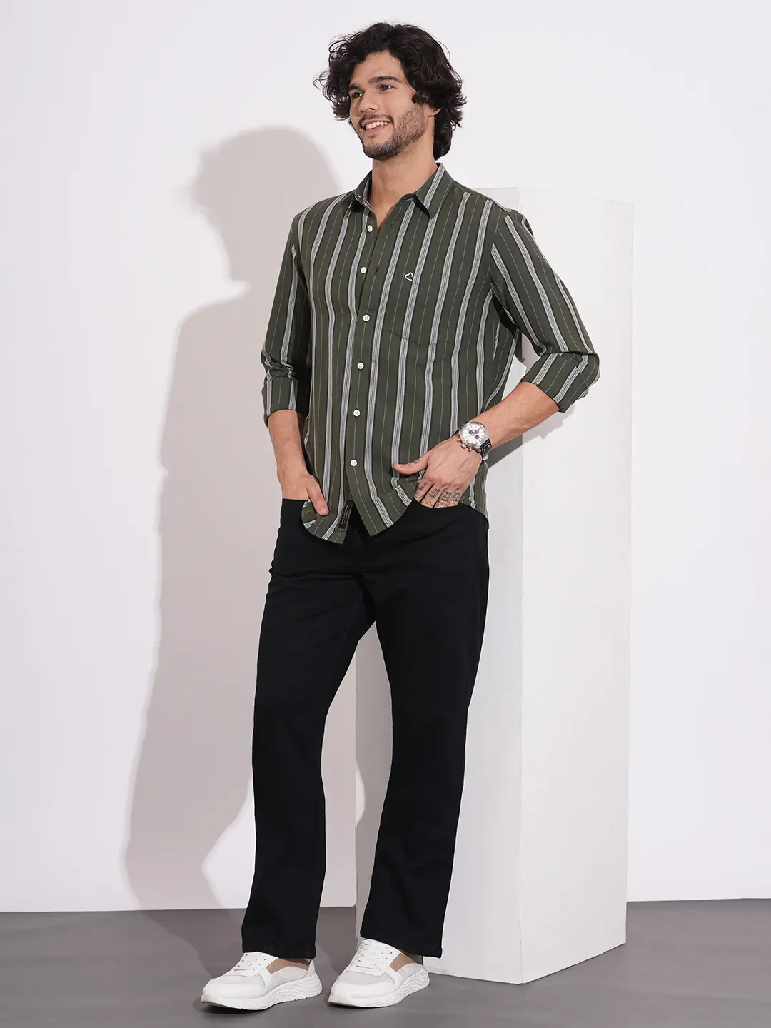 Black Boot Cut Fit Denims For Men By Being Human Clothing - Image 4
