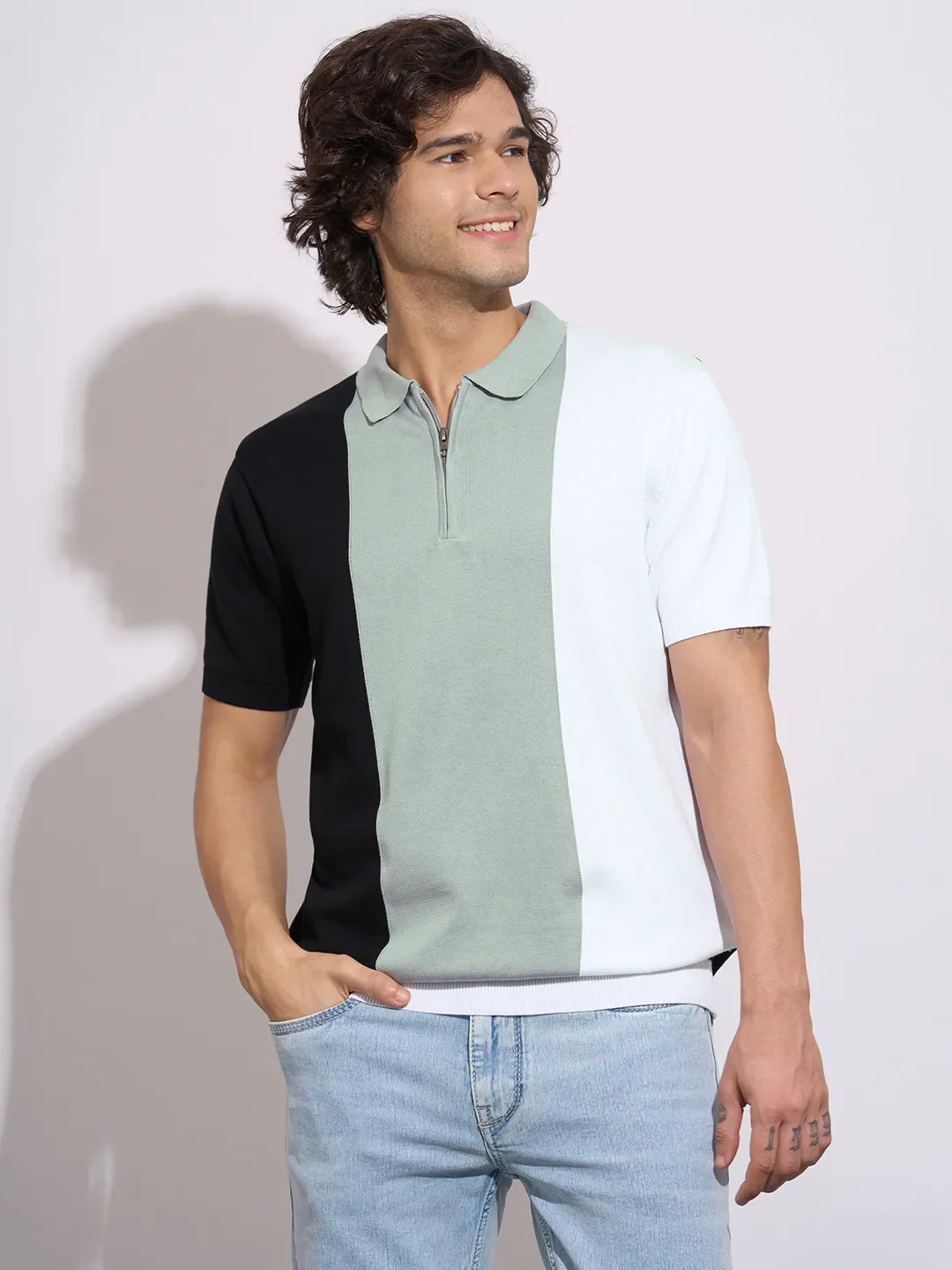 Black Regular Fit Men's Polo T-Shirt by Being Human Clothing