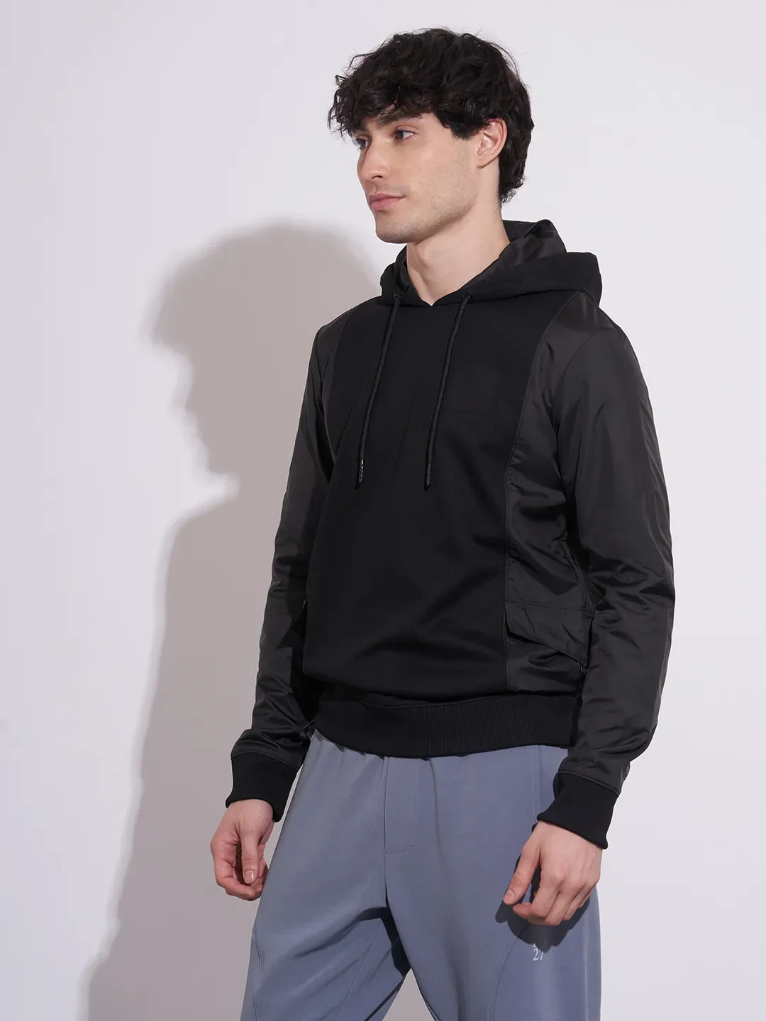 Black Regular Fit Long Sleeves Men's Hoodie by Being Human Clothing - Image 2